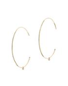 Zoe Chicco 14k Yellow Gold Large Hoop Earrings With Dangling Diamonds