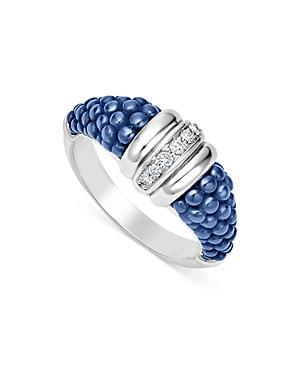 Lagos Sterling Silver Diamond & Ceramic Bead Ring