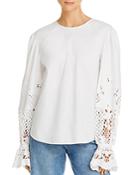 See By Chloe Pintucked Lace-detail Blouse