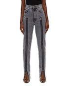 Helmut Lang Femme Hi Spikes Cotton Zipper Detail Jeans