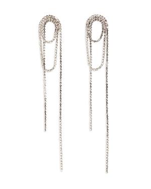 Shashi Cubic Zirconia Looped Chain Statement Earrings In Rhodium Plated