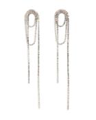 Shashi Cubic Zirconia Looped Chain Statement Earrings In Rhodium Plated