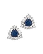 Bloomingdale's Blue Sapphire & Diamond Halo Stud Earrings In 14k White Gold - 100% Exclusive