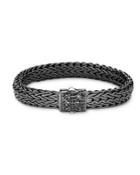 John Hardy Black Rhodium Silver Classic Chain Men's Black Sapphire Bracelet