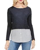 Vince Camuto Striped Faux Underlay Top