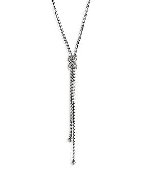 David Yurman Sterling Silver Petite X Diamond Lariat Necklace, 17