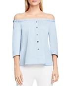 Vince Camuto Off-the-shoulder Button Top