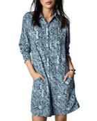 Zadig & Voltaire Rougi Snake Print Silk Shirt Dress