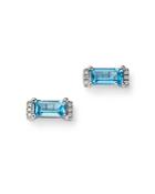 Bloomingdale's Blue Topaz & Diamond Accent Stud Earrings In 14k White Gold - 100% Exclusive