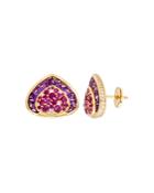Marina B 18k Yellow Gold Dora Stud Earrings With Pink Sapphires, Amethyst & Diamonds