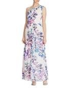 Lauren Ralph Lauren One-shoulder Floral Georgette Gown