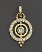 Temple St. Clair 18k Yellow Gold Mini Tolomeo Pendant With Royal Blue Moonstone And Diamonds