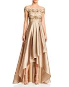 Adrianna Papell Off-the-shoulder High/low Beaded Gown