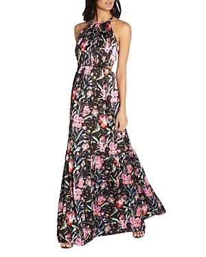 Aidan By Aidan Mattox Floral Print Satin Maxi Dress