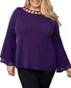 Belldini Plus Cage-cutout Bell-sleeve Top