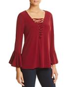 Cupio Lace-up Bell Sleeve Top