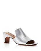 Charles David Women's Herald Leather Mid Heel Slide Sandals