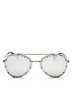 Valentino Mirrored Embellished Aviator Sunglasses, 58mm