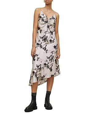 Allsaints Alexia Iris Print Asymmetric Slip Dress