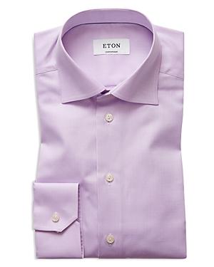 Eton Herringbone Solid Regular Fit Dress Shirt
