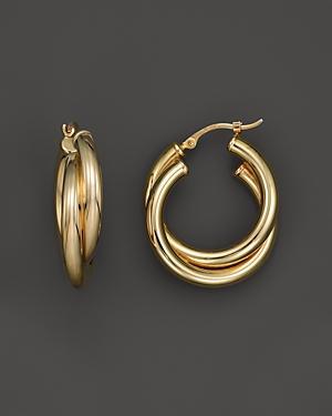 14k Yellow Gold Double Hoop Earrings