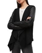 Allsaints Letti Leather Trim Merino Wool Cardigan