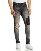 Purple Brand Patched Skinny Fit Jeans In Gray Black