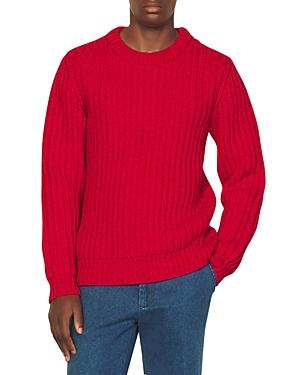 Sandro Wool Blend Ribbed Regular Fit Crewneck Sweater
