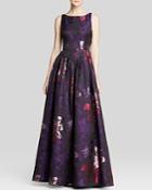 Adrianna Papell Gown - Sleeveless Floral Print Ball