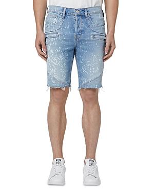 Hudson Blinder V.2 Slim Fit Denim Biker Shorts In Indigo Spray