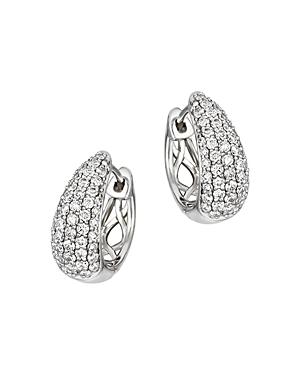 Bloomingdale's Champagne Diamond Tapered Hoop Earrings In 14k White Gold, 0.85 Ct. T.w. - 100% Exclusive