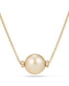 David Yurman Solari Single Station Necklace In 18k Gold With Diamonds And South Sea Yellow Cultured Pearl