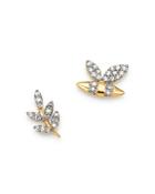 Adina Reyter 14k Yellow Gold Garden Diamond Pave Bee & Leaf Mismatch Stud Earrings - 100% Exclusive
