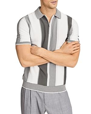 Reiss Nicky Half Zip Block Stripe Polo Shirt