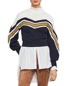 Bcbgmaxazria Varsity Striped Cropped Sweater- 100% Exclusive