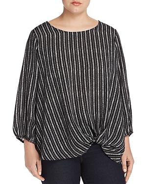 Status By Chenault Plus Textured-stripe Knot Top
