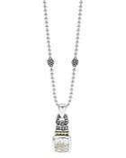 Lagos 18k Gold And Sterling Silver Caviar Color Pendant Necklace With White Topaz, 16