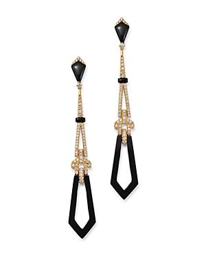 Bloomingdale's Black Onyx & Diamond Drop Earrings In 18k Yellow Gold - 100% Exclusive