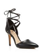 Vince Camuto Bellamy Leather Pointed Toe Lace Up Pumps