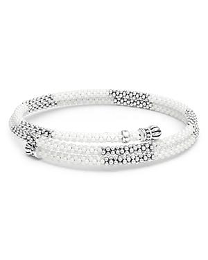 Lagos Sterling Silver White Ceramic Bead Coil Bracelet