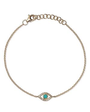 Moon & Meadow 14k Yellow Gold Kate Turquoise & Diamond Evil Eye Chain Bracelet