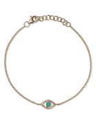 Moon & Meadow 14k Yellow Gold Kate Turquoise & Diamond Evil Eye Chain Bracelet