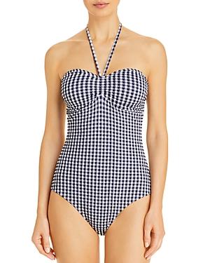 Shoshanna Gingham Halter One Piece Swimsuit