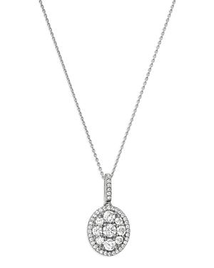 Bloomingdale's Diamond Oval Cluster & Halo Pendant Necklace In 14k White Gold, 0.50 Ct. T.w. - 100% Exclusive