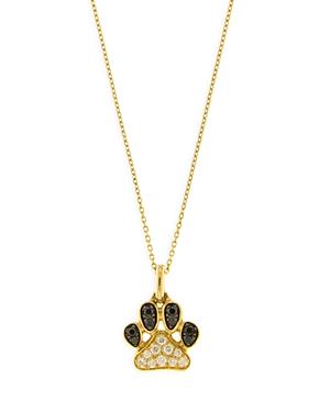 Bloomingdale's White & Black Diamond Paw Pendant Necklace In 14k Yellow Gold, 0.20 Ct. T.w. - 100% Exclusive