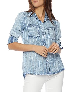 Billy T Split Back Shirt In Denim Stripe
