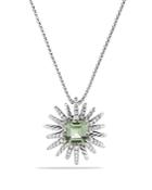 David Yurman Starburst Necklace With Diamonds And Prasiolite In Silver