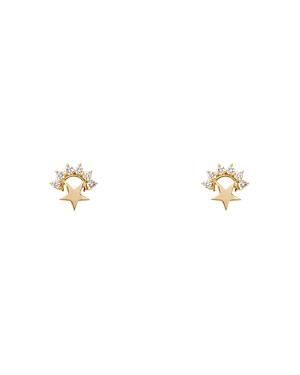 Nouvel Heritage 18k Yellow Gold Mystic Diamond Star Stud Earrings