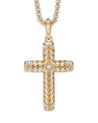 David Yurman 18k Yellow Gold Diamond Chevron Sculpted Cross Pendant