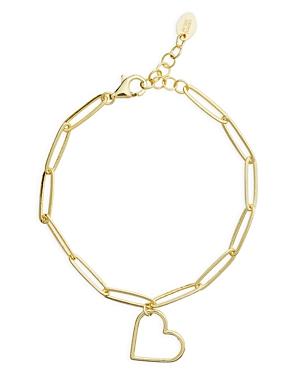 Argento Vivo Heart Charm Link Bracelet In 14k Gold Plated Sterling Silver